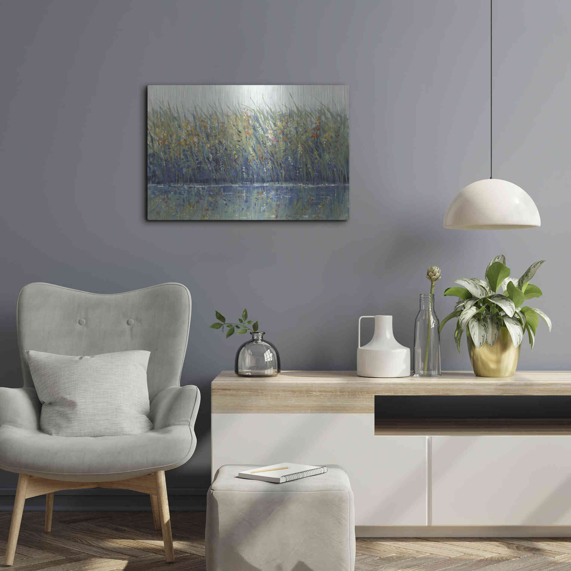 Luxe Metal Art 'Wildflower Reflection I' by Tim O'Toole, Metal Wall Art,24x16