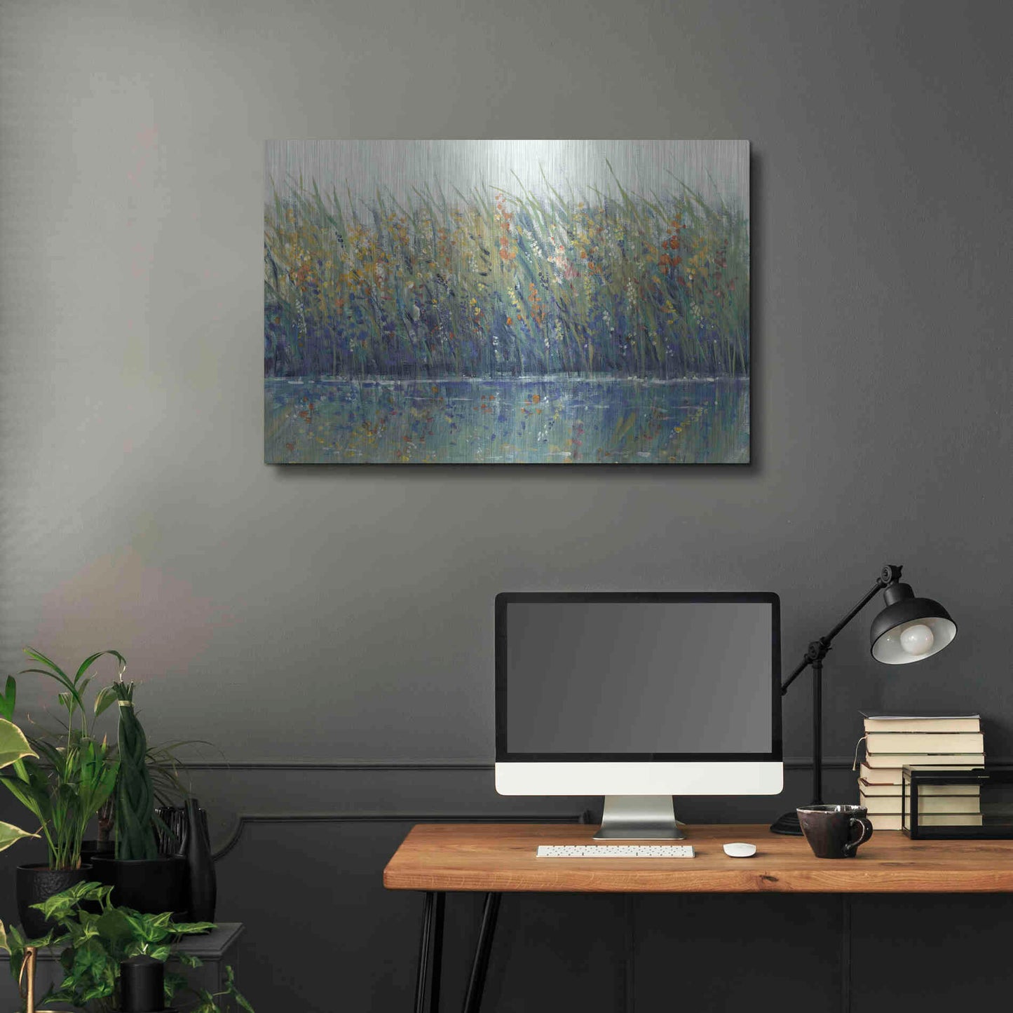 Luxe Metal Art 'Wildflower Reflection I' by Tim O'Toole, Metal Wall Art,36x24