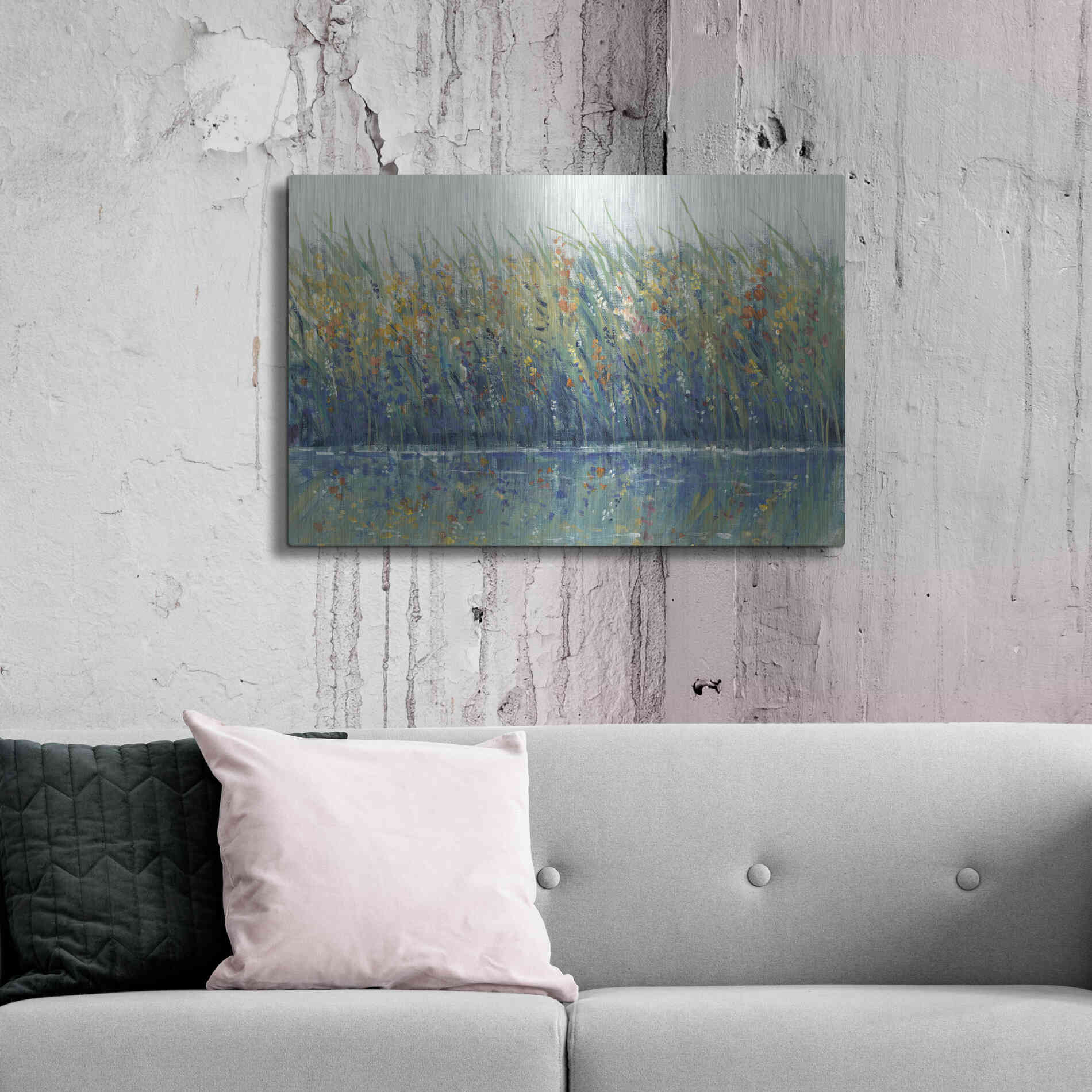 Luxe Metal Art 'Wildflower Reflection I' by Tim O'Toole, Metal Wall Art,36x24