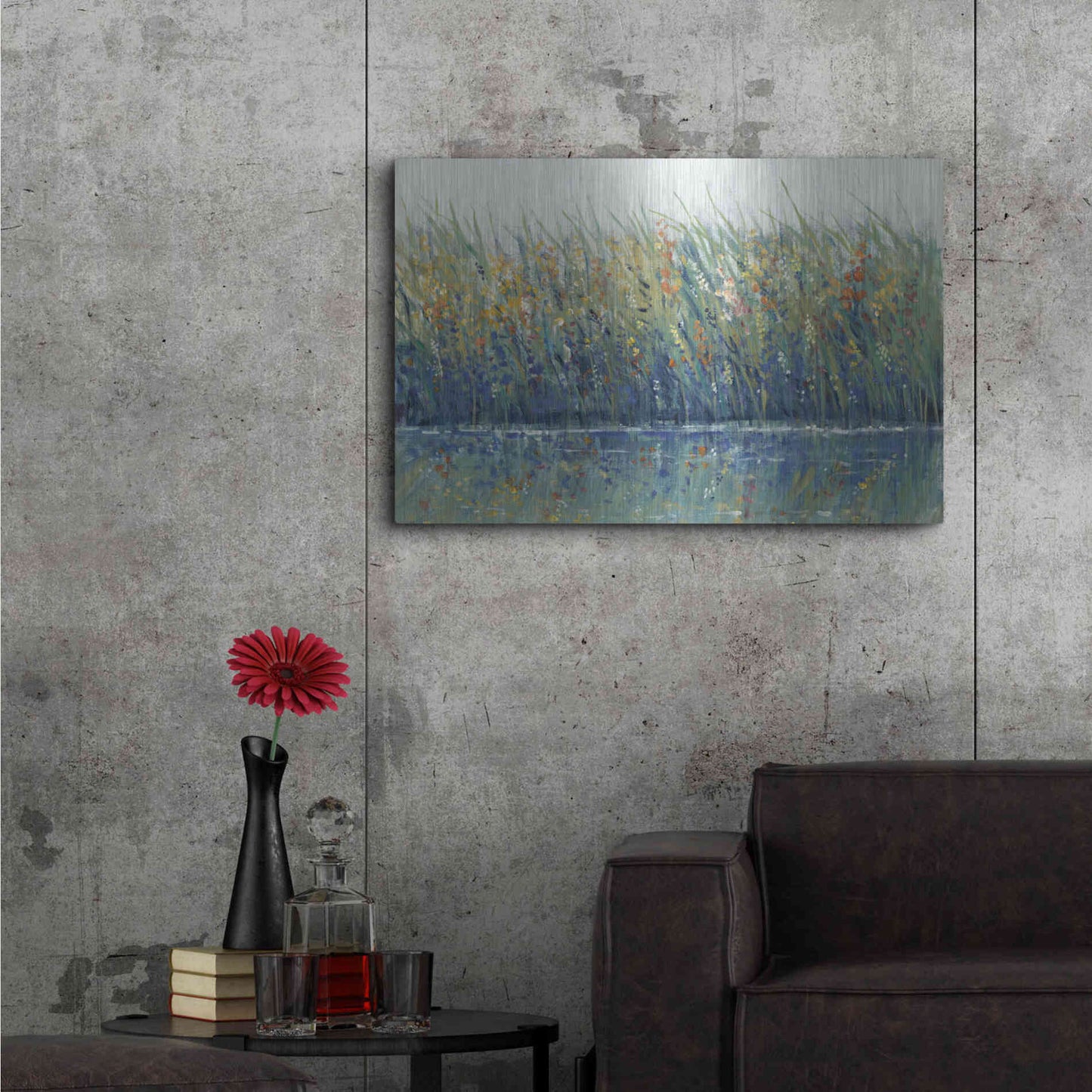 Luxe Metal Art 'Wildflower Reflection I' by Tim O'Toole, Metal Wall Art,36x24
