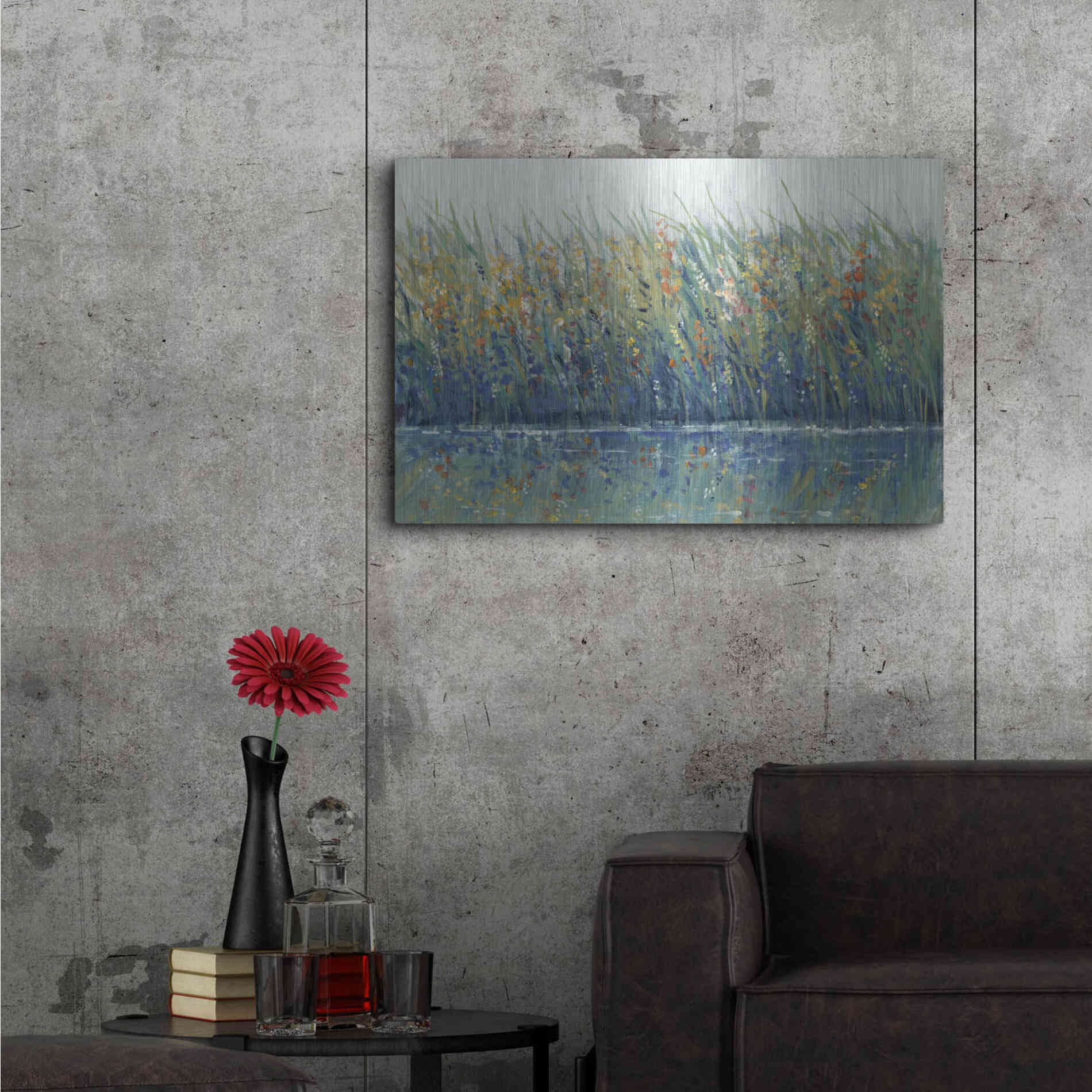 Luxe Metal Art 'Wildflower Reflection I' by Tim O'Toole, Metal Wall Art,36x24