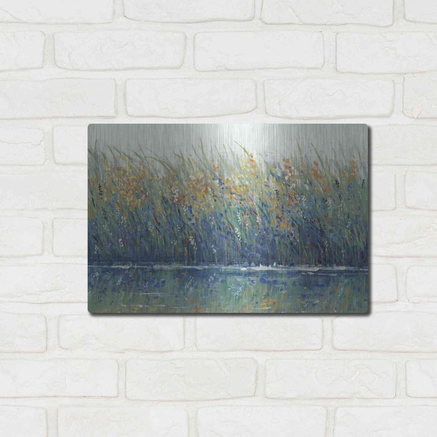 Luxe Metal Art 'Wildflower Reflection II' by Tim O'Toole, Metal Wall Art,16x12