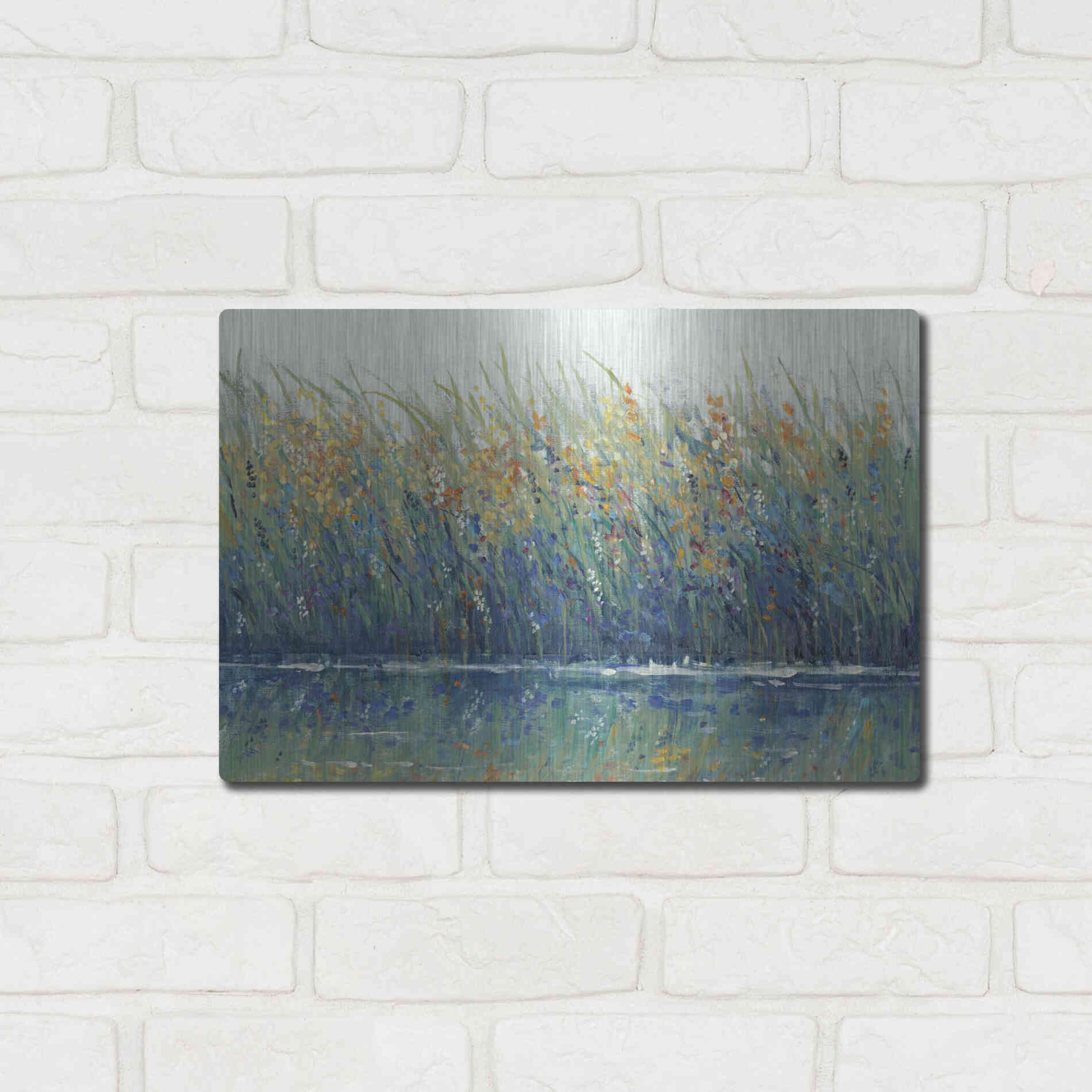 Luxe Metal Art 'Wildflower Reflection II' by Tim O'Toole, Metal Wall Art,16x12