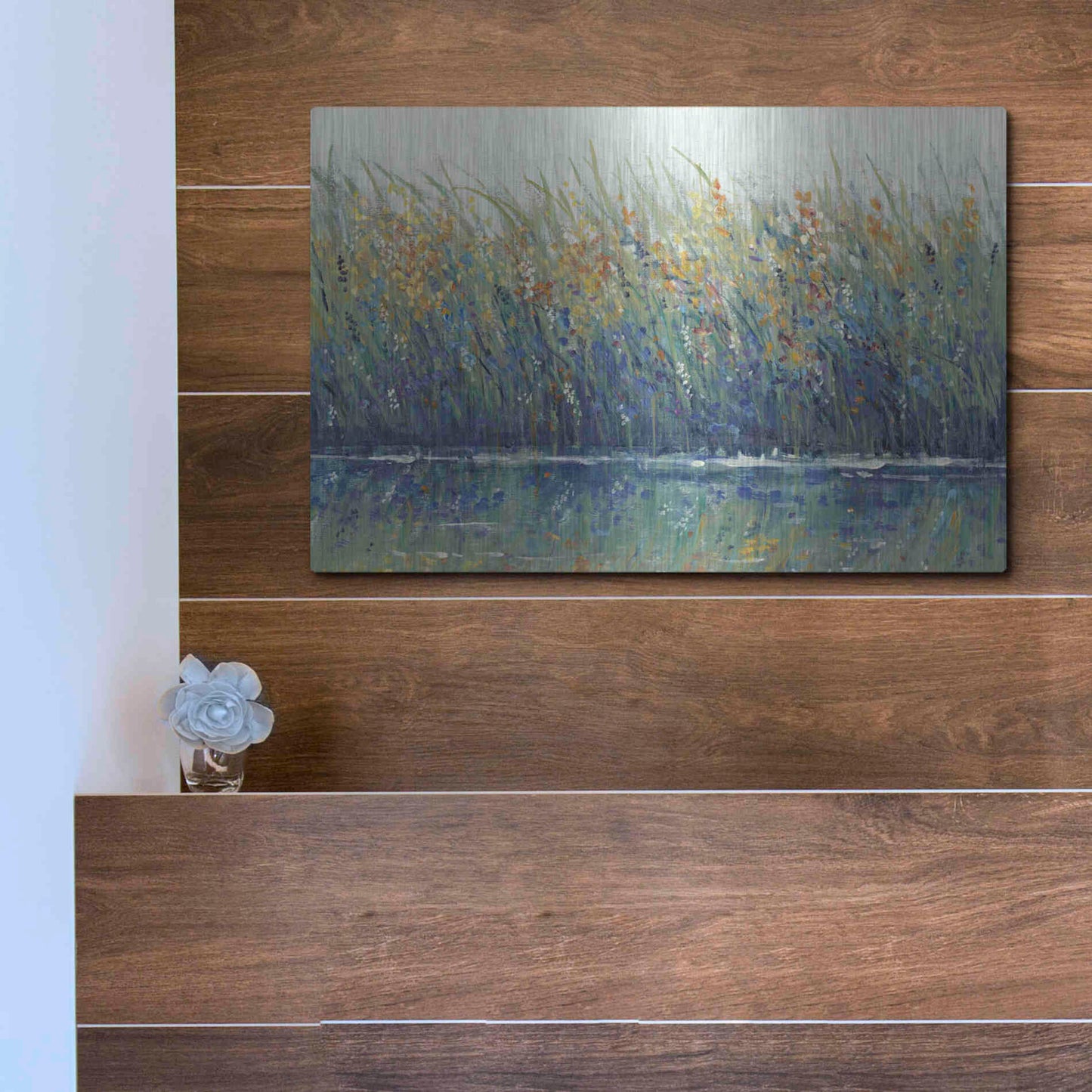 Luxe Metal Art 'Wildflower Reflection II' by Tim O'Toole, Metal Wall Art,16x12