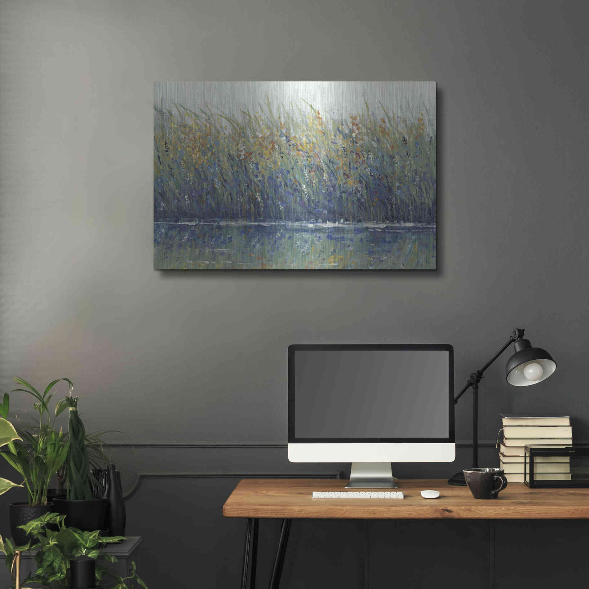 Luxe Metal Art 'Wildflower Reflection II' by Tim O'Toole, Metal Wall Art,36x24
