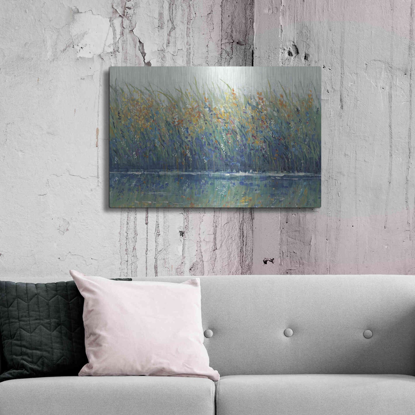 Luxe Metal Art 'Wildflower Reflection II' by Tim O'Toole, Metal Wall Art,36x24
