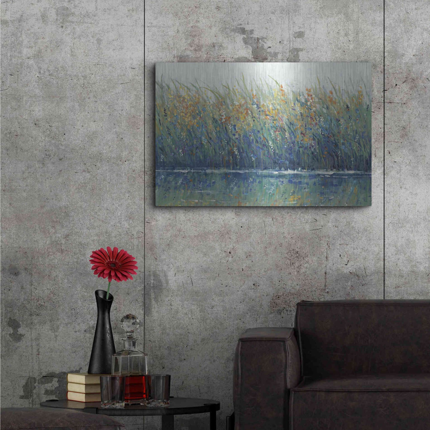 Luxe Metal Art 'Wildflower Reflection II' by Tim O'Toole, Metal Wall Art,36x24