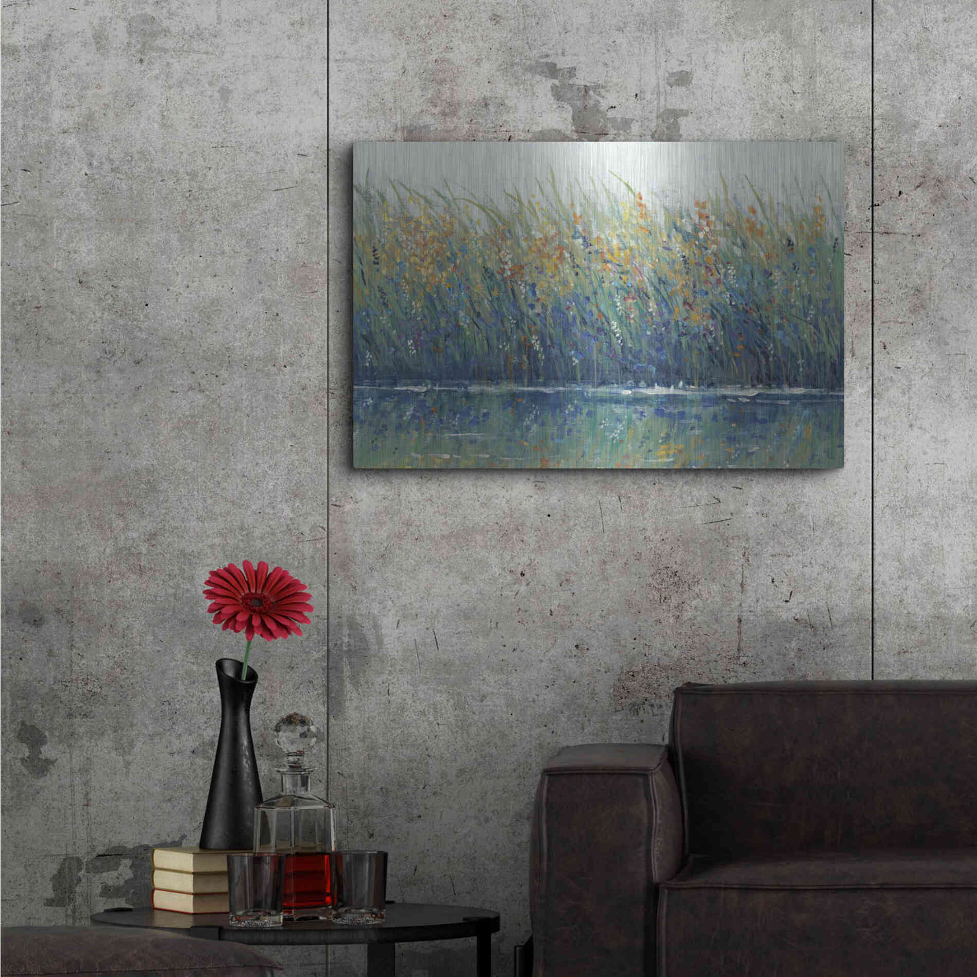 Luxe Metal Art 'Wildflower Reflection II' by Tim O'Toole, Metal Wall Art,36x24