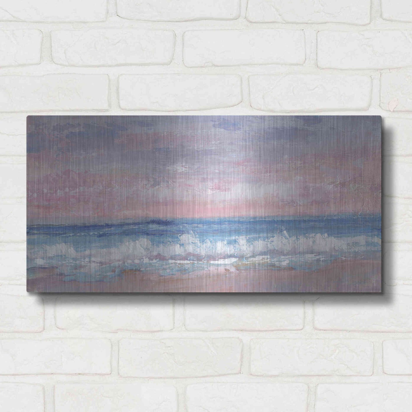 Luxe Metal Art 'Coastal Pink Horizon I' by Tim O'Toole, Metal Wall Art,24x12