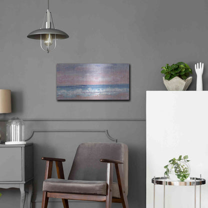 Luxe Metal Art 'Coastal Pink Horizon I' by Tim O'Toole, Metal Wall Art,24x12