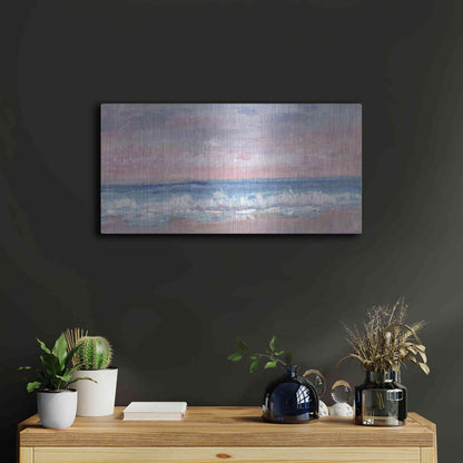Luxe Metal Art 'Coastal Pink Horizon I' by Tim O'Toole, Metal Wall Art,24x12