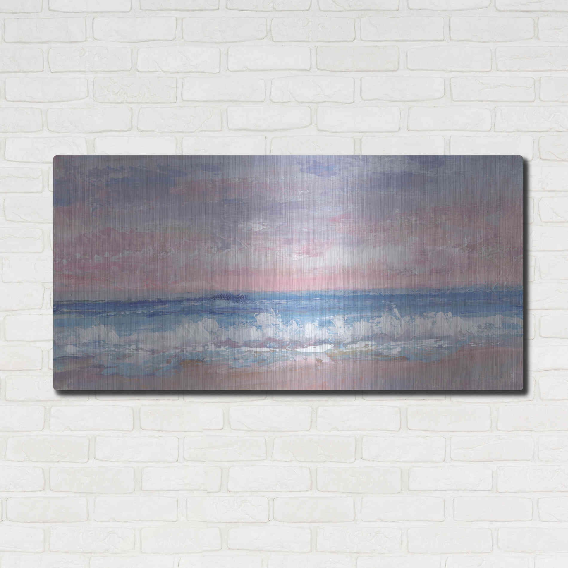 Luxe Metal Art 'Coastal Pink Horizon I' by Tim O'Toole, Metal Wall Art,48x24