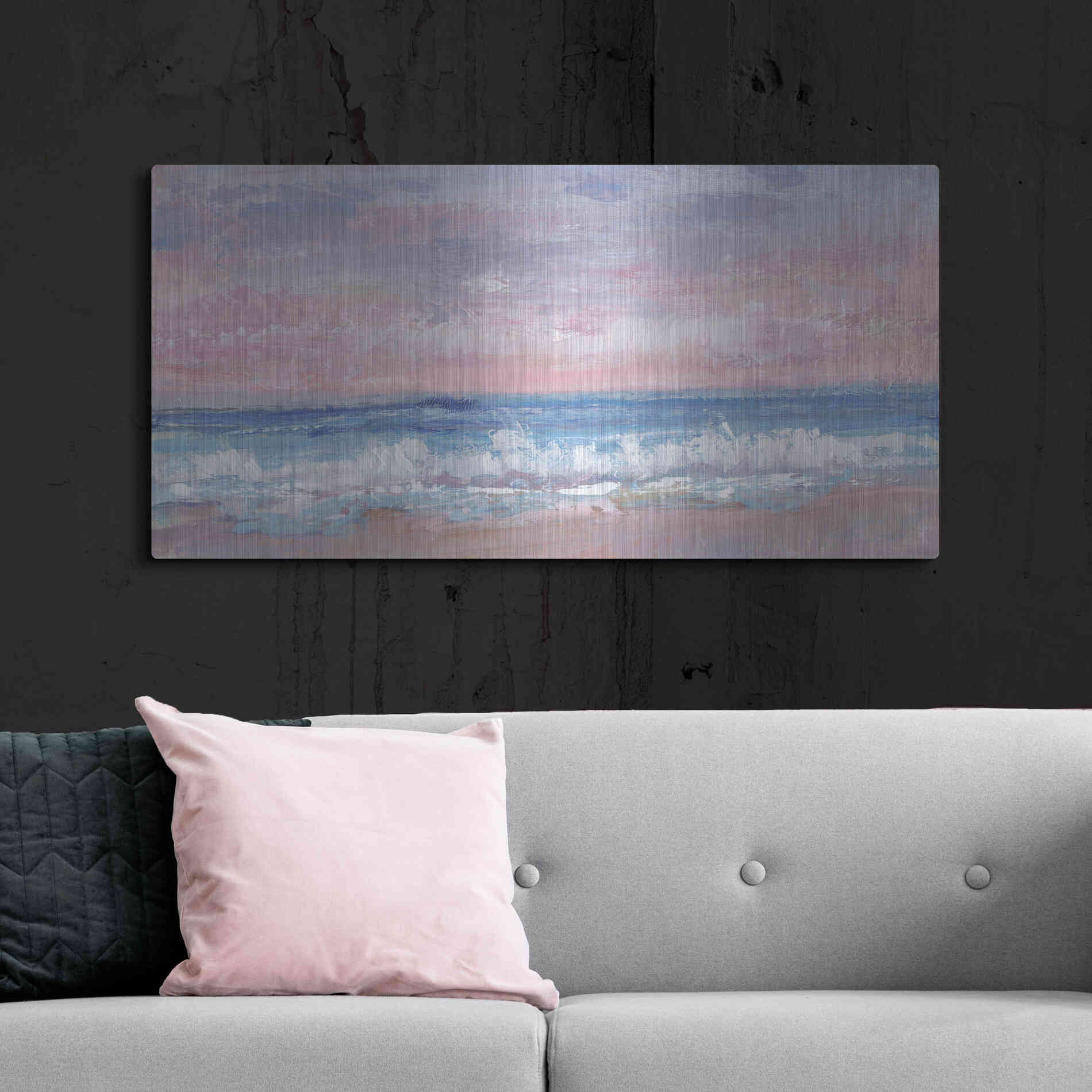 Luxe Metal Art 'Coastal Pink Horizon I' by Tim O'Toole, Metal Wall Art,48x24