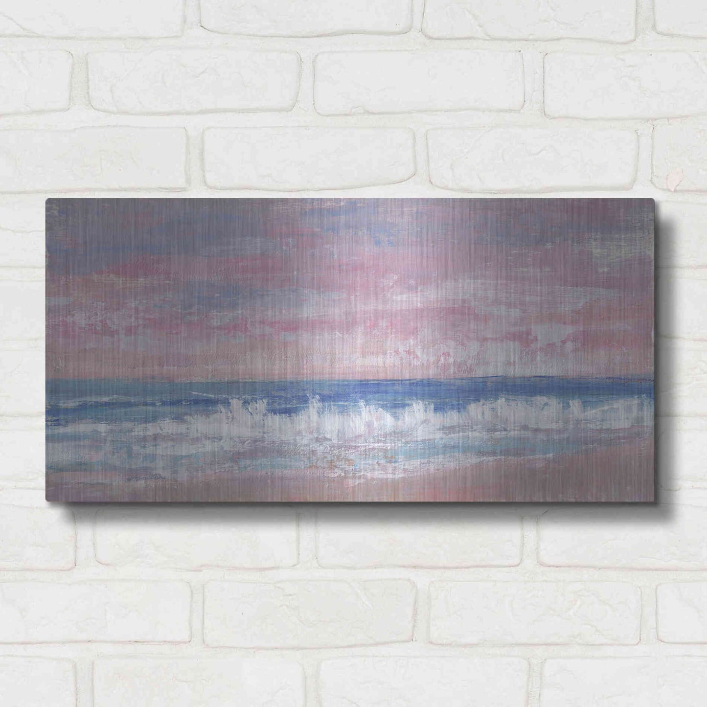 Luxe Metal Art 'Coastal Pink Horizon II' by Tim O'Toole, Metal Wall Art,24x12