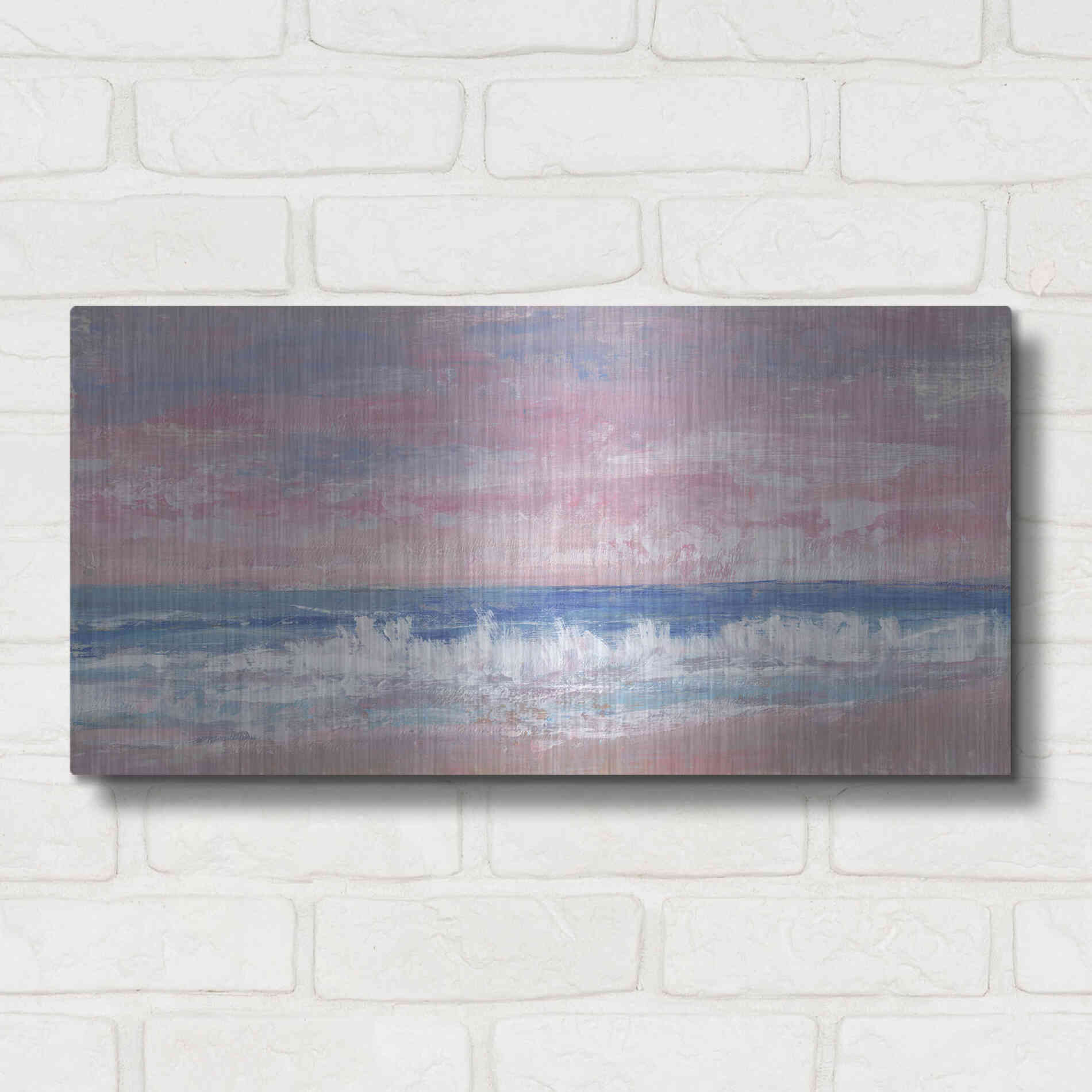 Luxe Metal Art 'Coastal Pink Horizon II' by Tim O'Toole, Metal Wall Art,24x12
