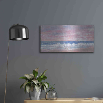 Luxe Metal Art 'Coastal Pink Horizon II' by Tim O'Toole, Metal Wall Art,24x12