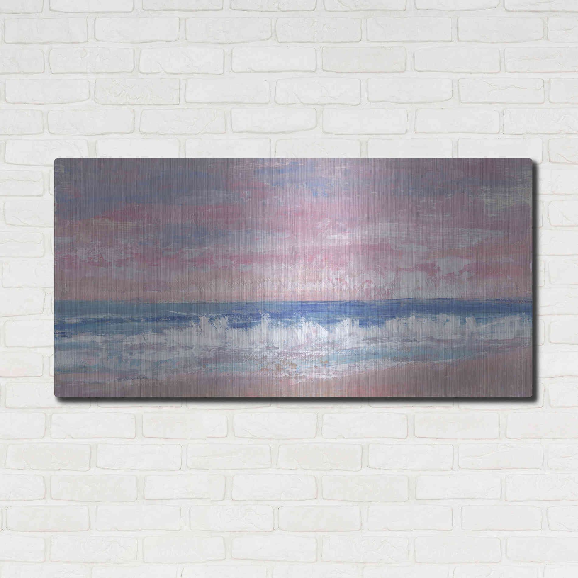 Luxe Metal Art 'Coastal Pink Horizon II' by Tim O'Toole, Metal Wall Art,48x24