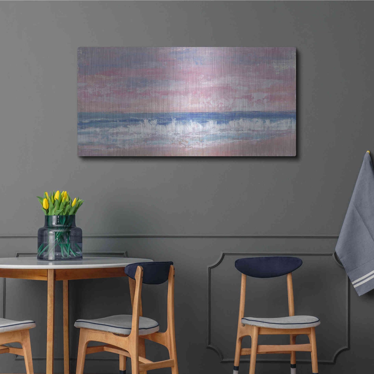 Luxe Metal Art 'Coastal Pink Horizon II' by Tim O'Toole, Metal Wall Art,48x24