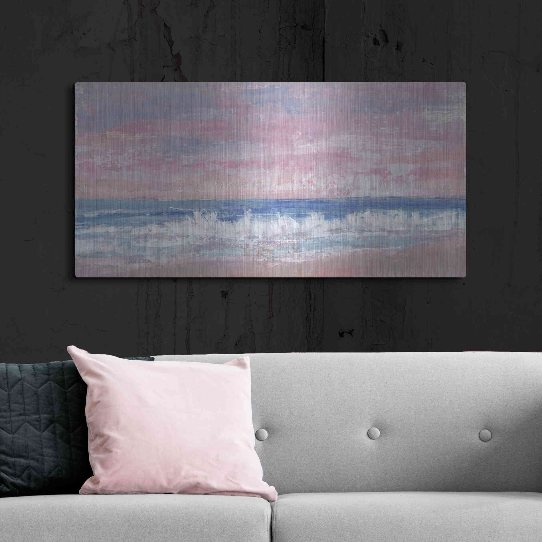 Luxe Metal Art 'Coastal Pink Horizon II' by Tim O'Toole, Metal Wall Art,48x24