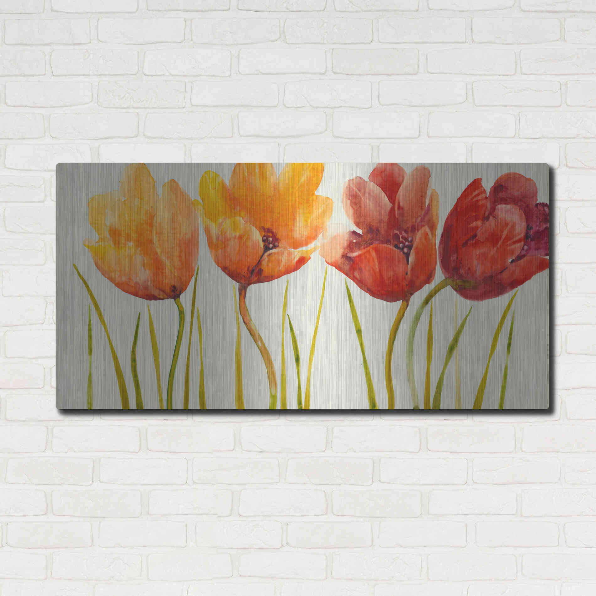 Luxe Metal Art 'Row of Tulips I' by Tim O'Toole, Metal Wall Art,48x24