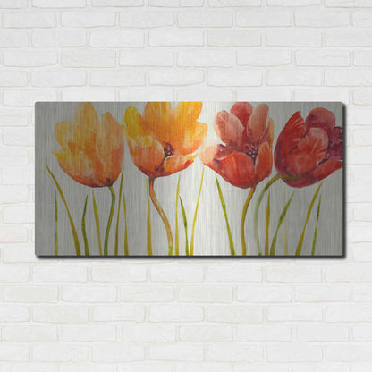 Luxe Metal Art 'Row of Tulips I' by Tim O'Toole, Metal Wall Art,48x24