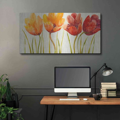 Luxe Metal Art 'Row of Tulips I' by Tim O'Toole, Metal Wall Art,48x24