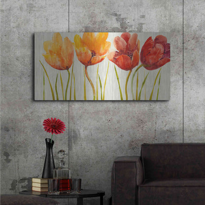 Luxe Metal Art 'Row of Tulips I' by Tim O'Toole, Metal Wall Art,48x24