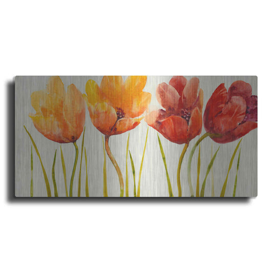 Luxe Metal Art 'Row of Tulips I' by Tim O'Toole, Metal Wall Art