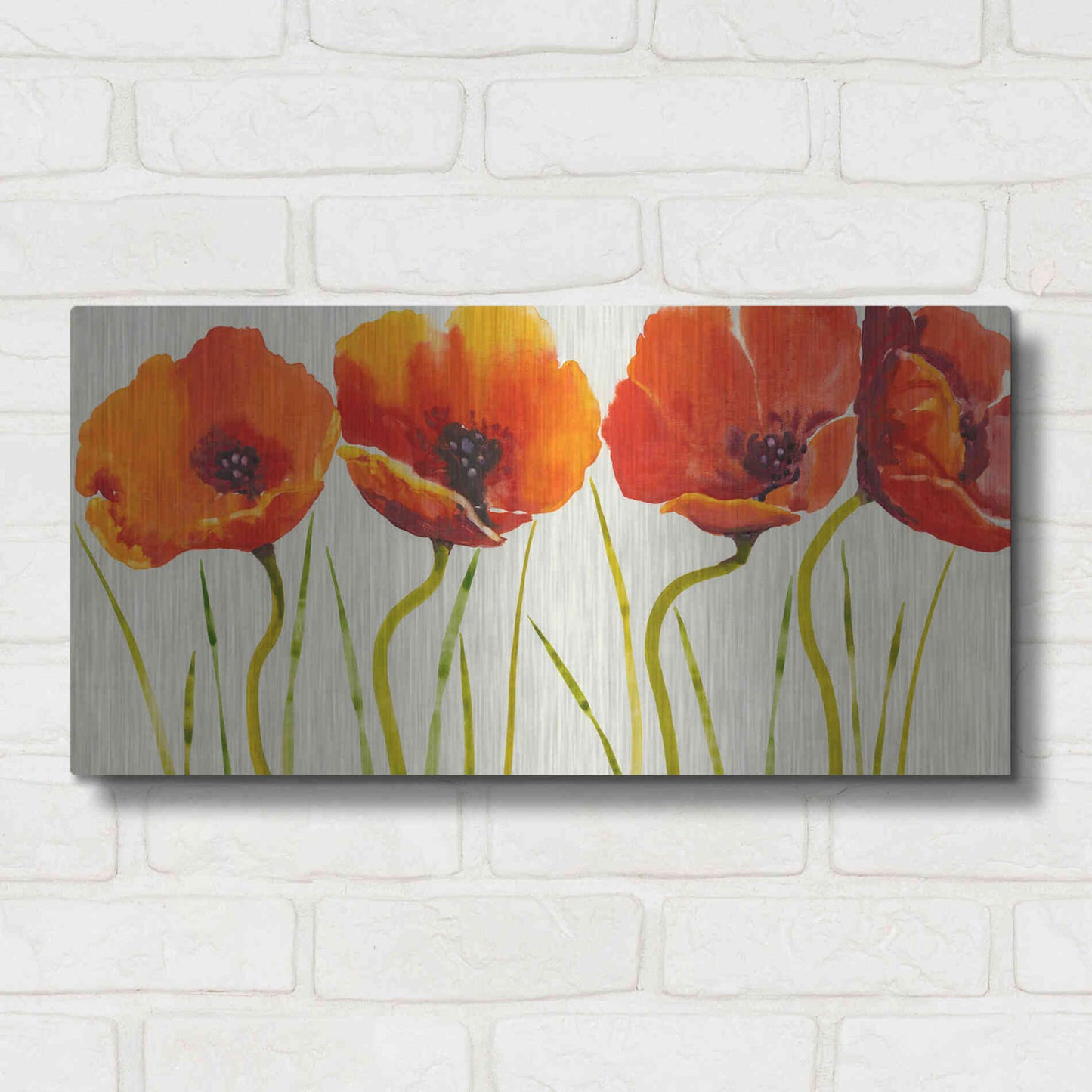 Luxe Metal Art 'Row of Tulips II' by Tim O'Toole, Metal Wall Art,24x12