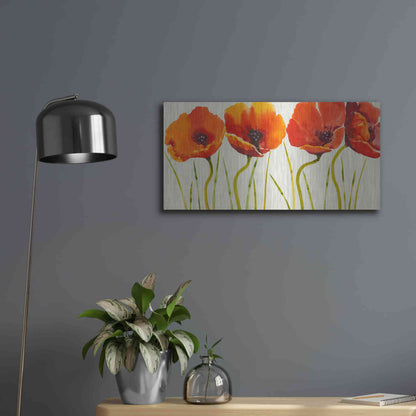 Luxe Metal Art 'Row of Tulips II' by Tim O'Toole, Metal Wall Art,24x12