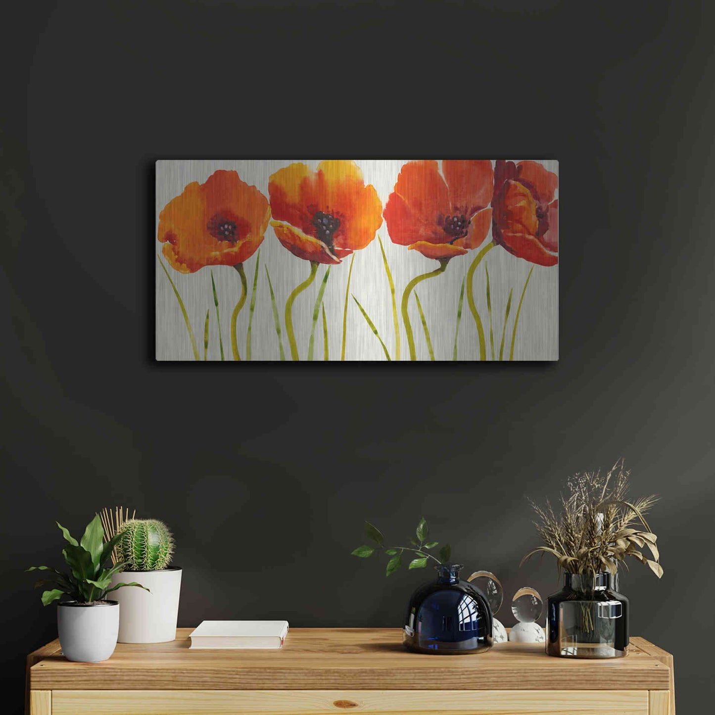 Luxe Metal Art 'Row of Tulips II' by Tim O'Toole, Metal Wall Art,24x12