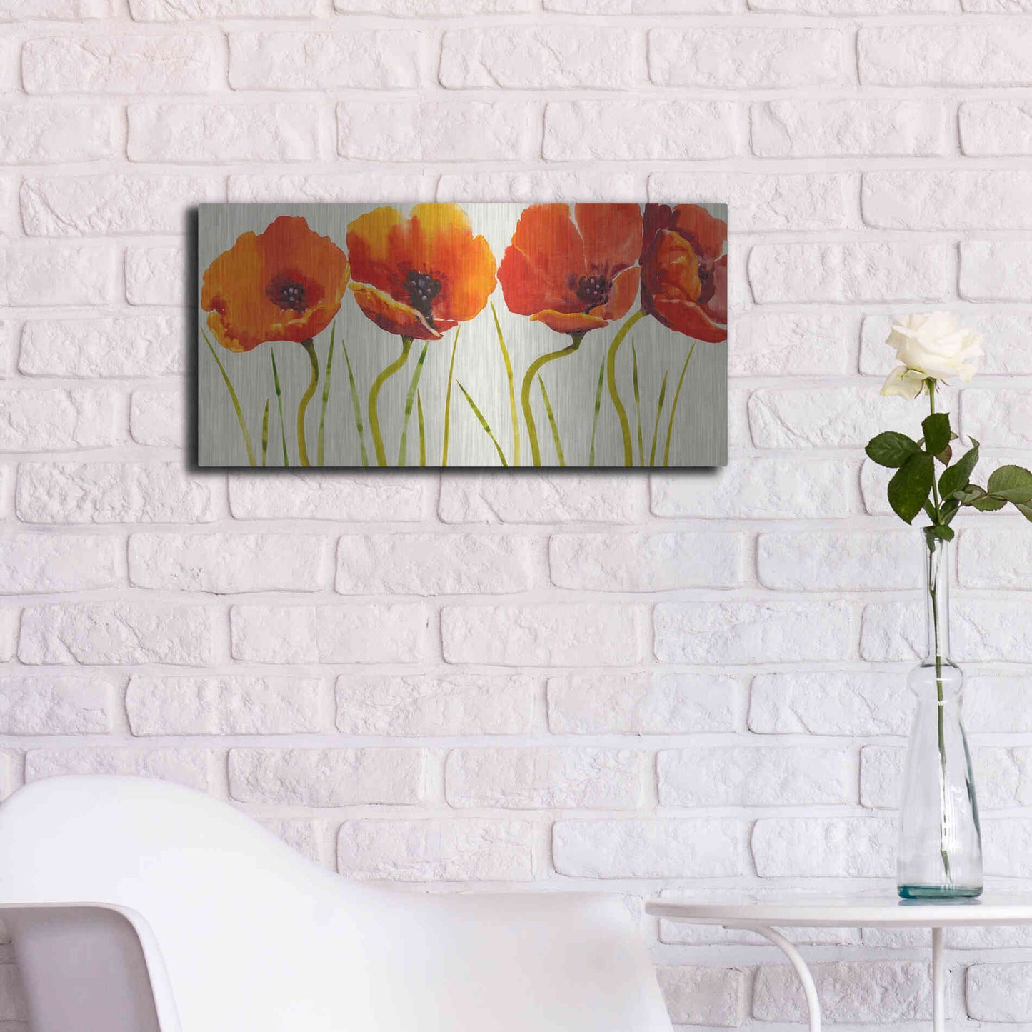 Luxe Metal Art 'Row of Tulips II' by Tim O'Toole, Metal Wall Art,24x12