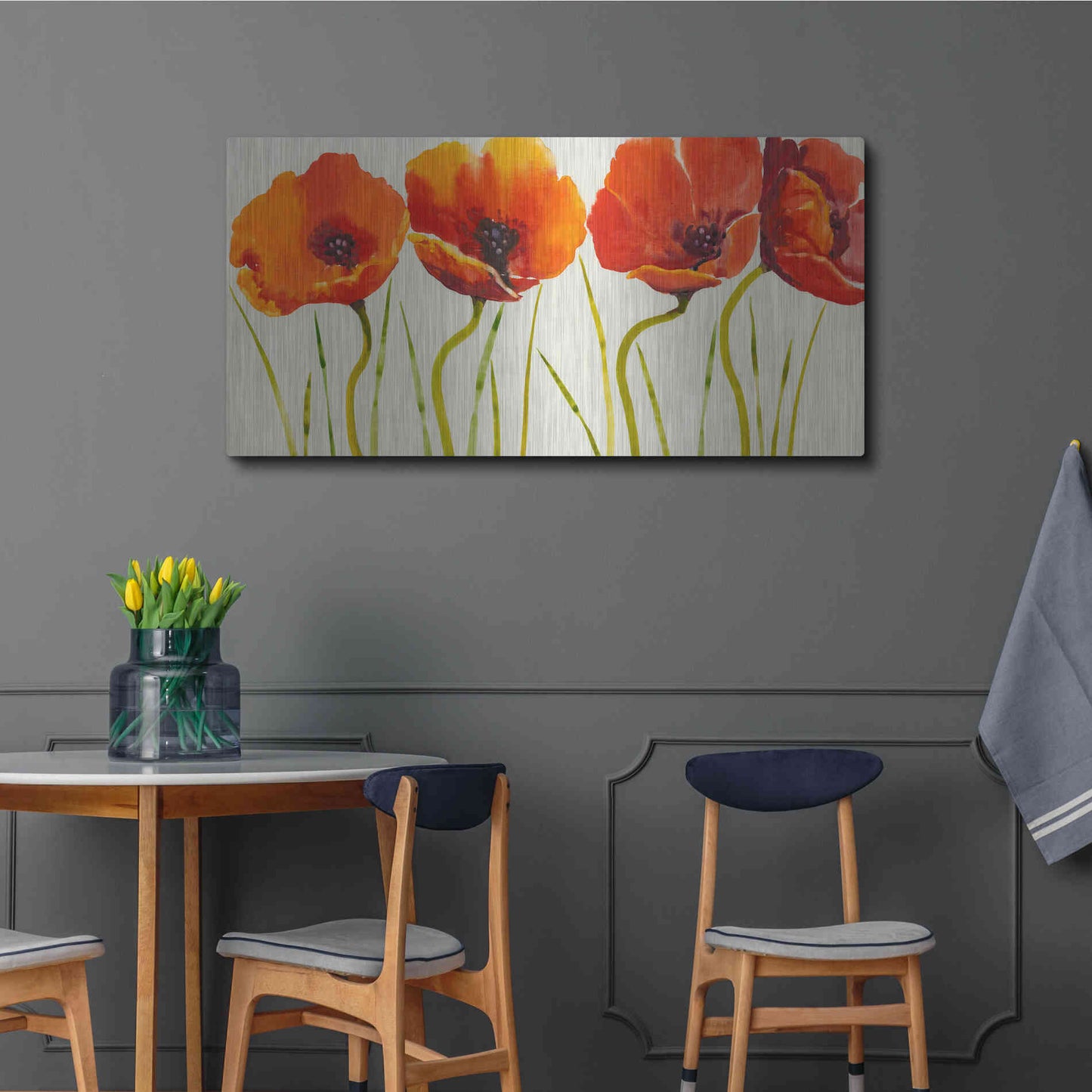 Luxe Metal Art 'Row of Tulips II' by Tim O'Toole, Metal Wall Art,48x24