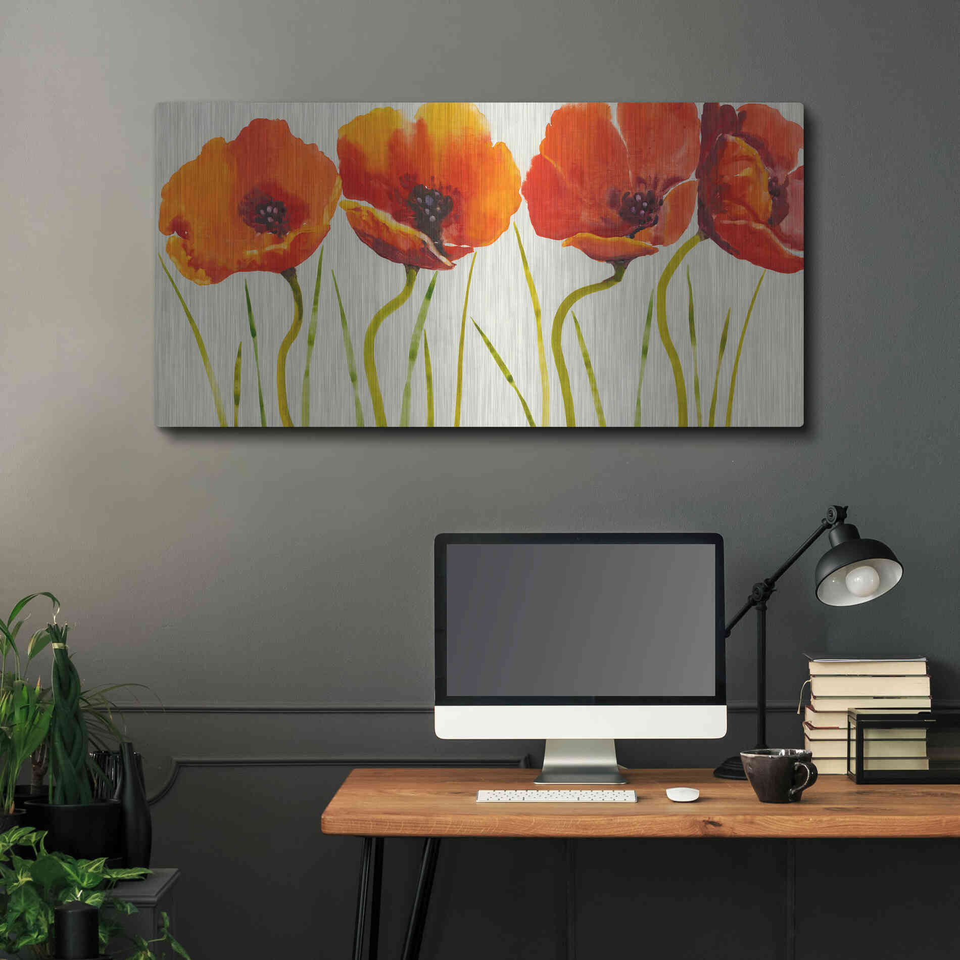 Luxe Metal Art 'Row of Tulips II' by Tim O'Toole, Metal Wall Art,48x24