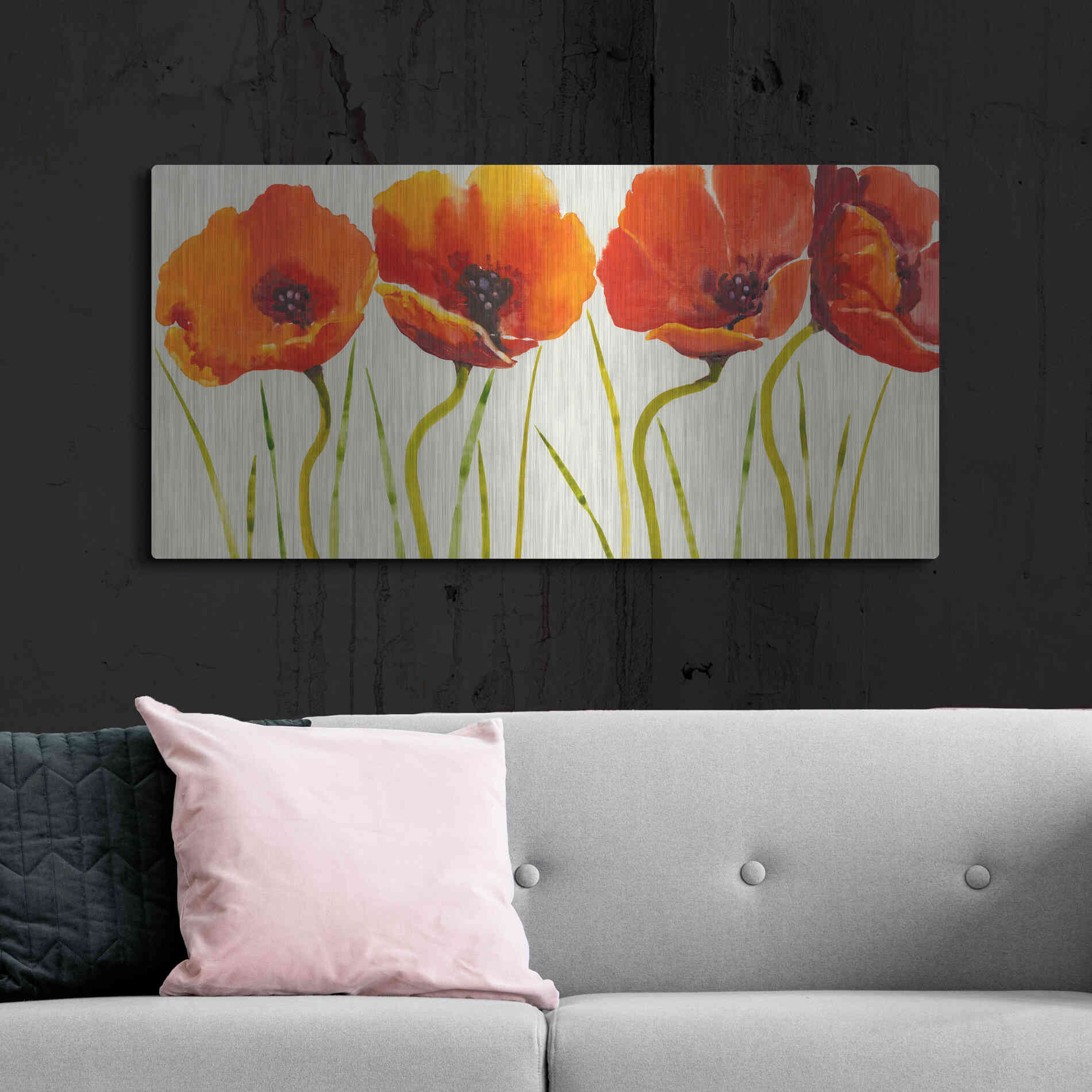 Luxe Metal Art 'Row of Tulips II' by Tim O'Toole, Metal Wall Art,48x24