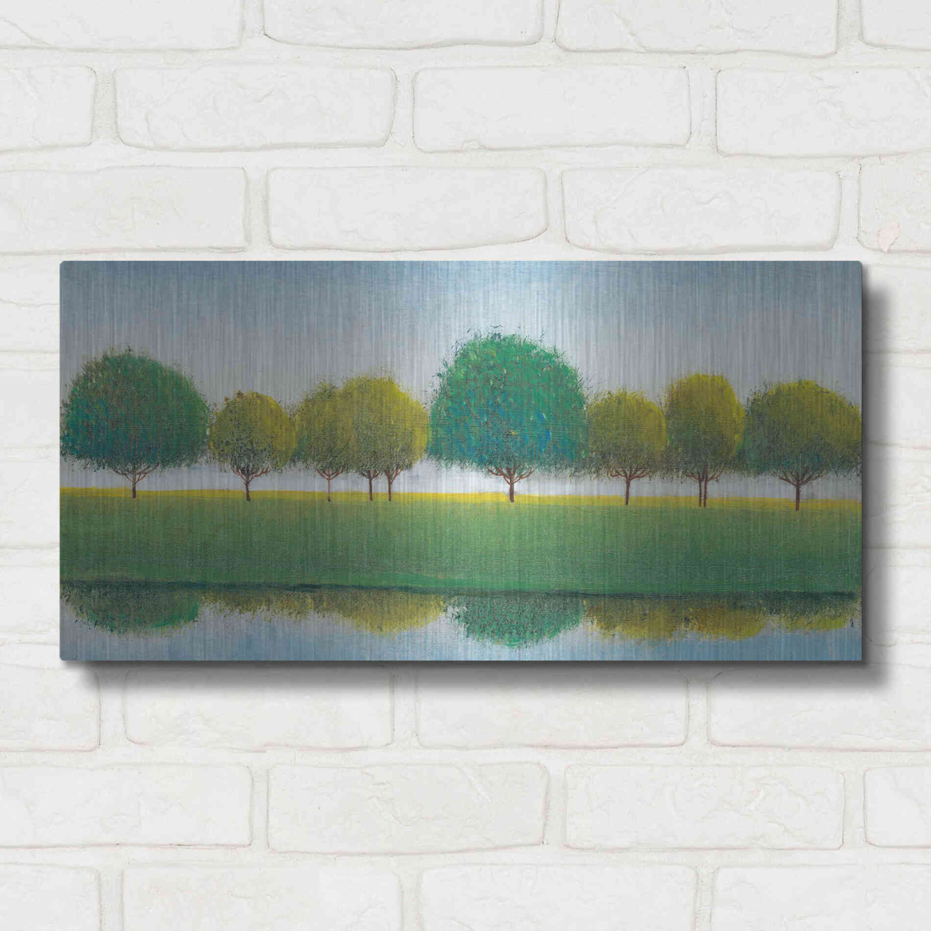 Luxe Metal Art 'Trees in a Line II' by Tim O'Toole, Metal Wall Art,24x12