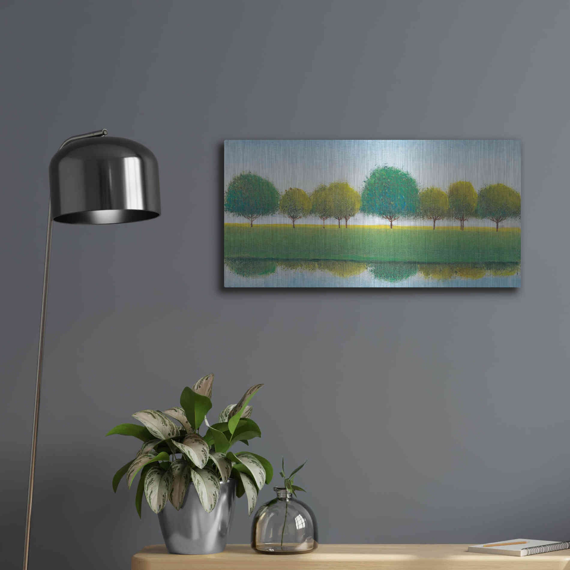 Luxe Metal Art 'Trees in a Line II' by Tim O'Toole, Metal Wall Art,24x12