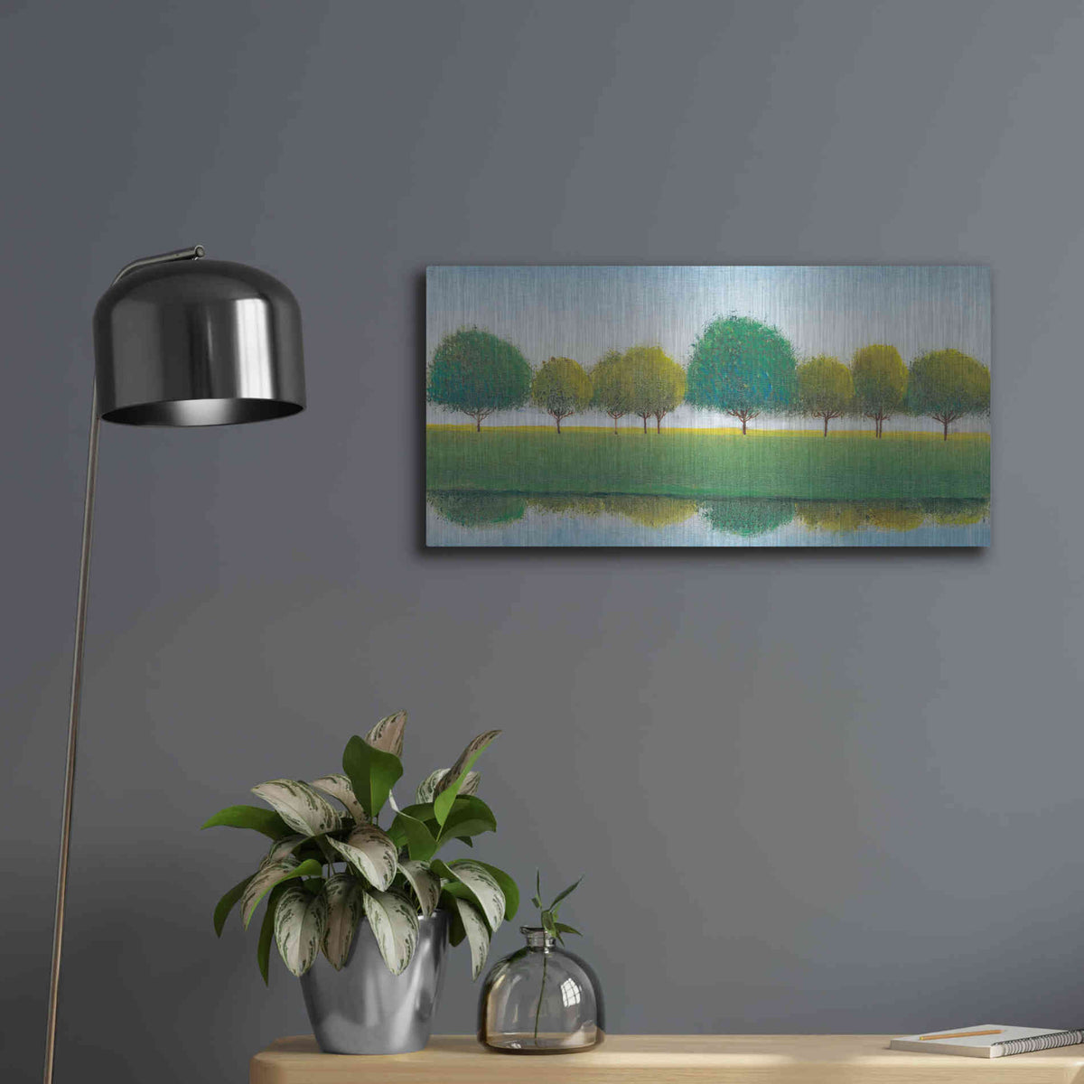 Luxe Metal Art 'Trees in a Line II' by Tim O'Toole, Metal Wall Art,24x12