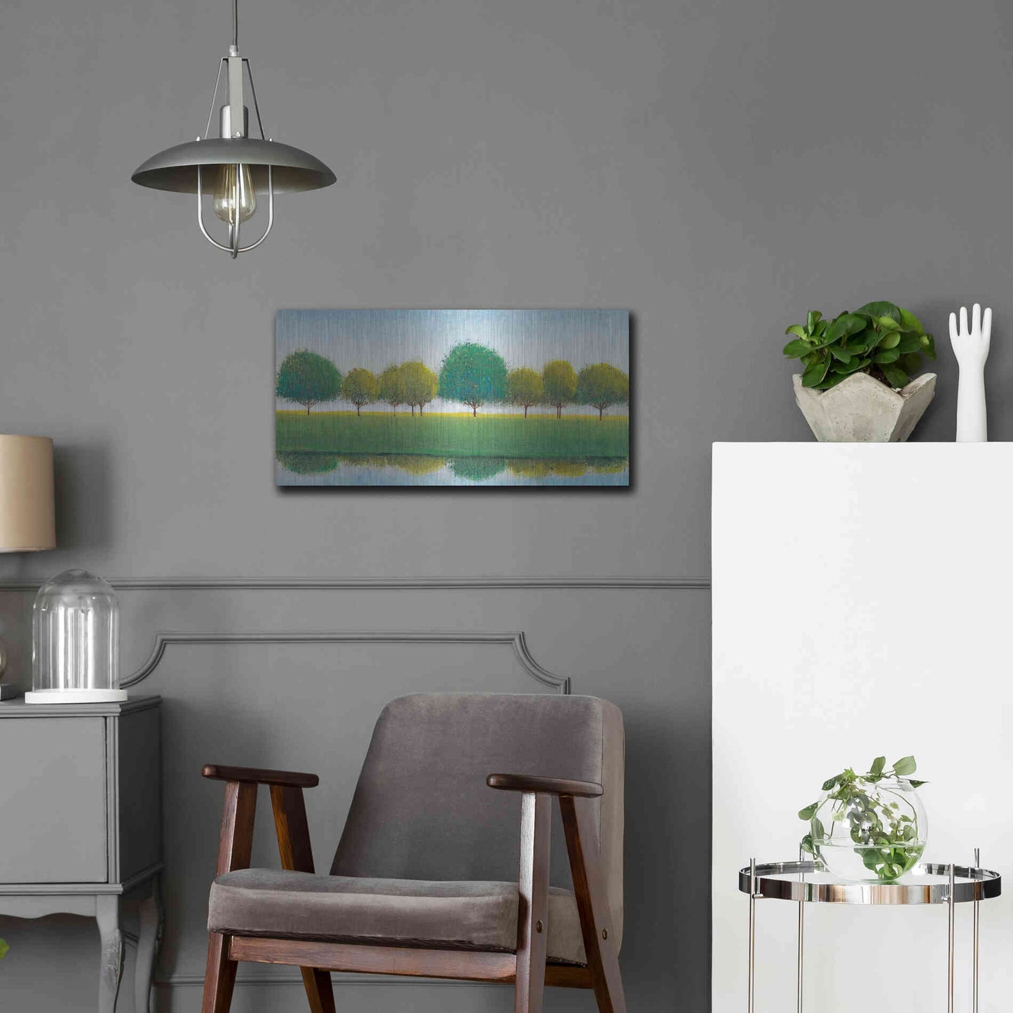 Luxe Metal Art 'Trees in a Line II' by Tim O'Toole, Metal Wall Art,24x12