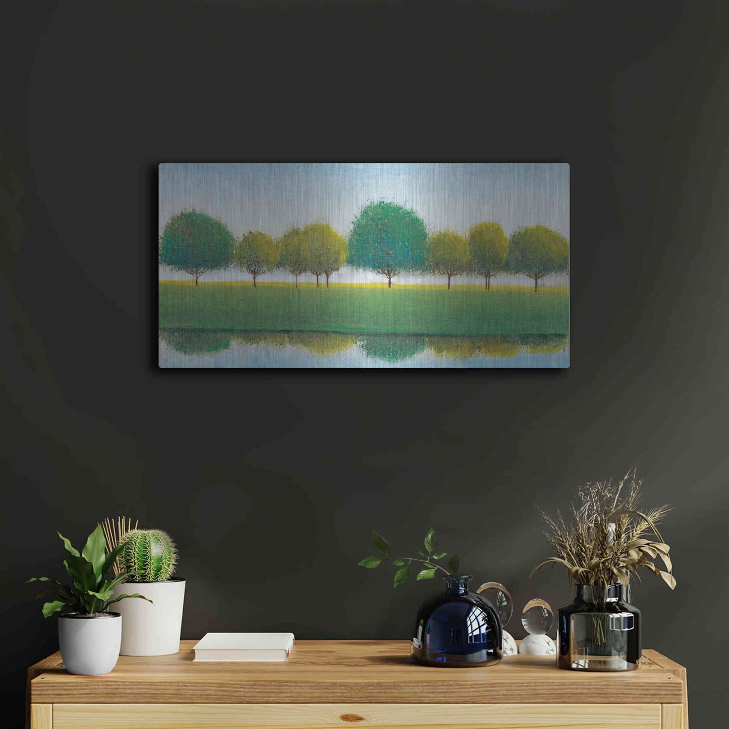 Luxe Metal Art 'Trees in a Line II' by Tim O'Toole, Metal Wall Art,24x12