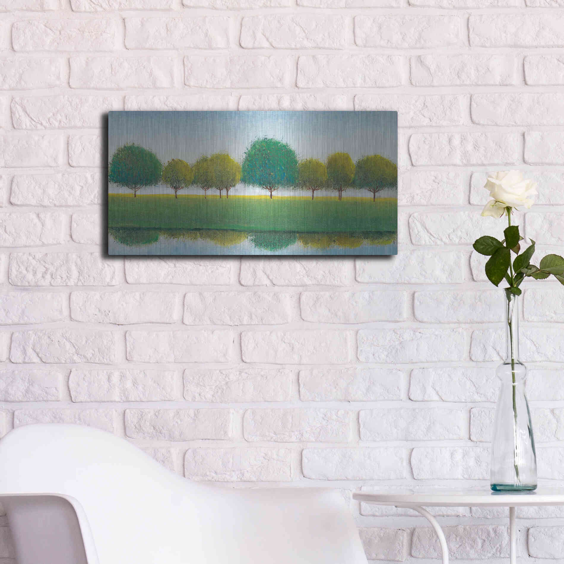Luxe Metal Art 'Trees in a Line II' by Tim O'Toole, Metal Wall Art,24x12