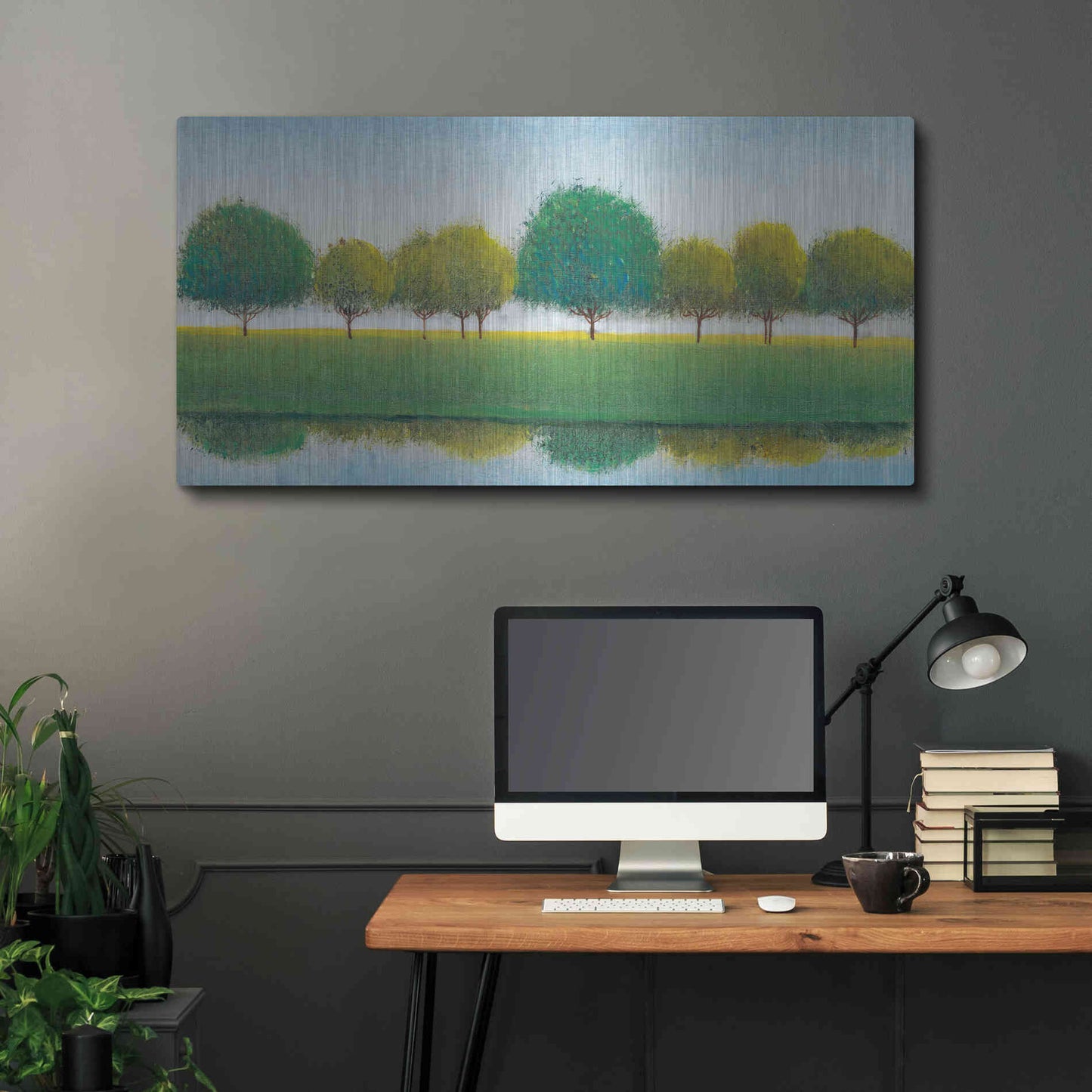 Luxe Metal Art 'Trees in a Line II' by Tim O'Toole, Metal Wall Art,48x24