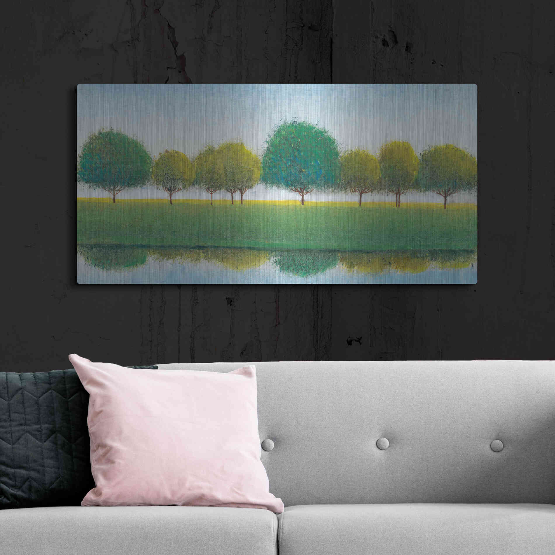 Luxe Metal Art 'Trees in a Line II' by Tim O'Toole, Metal Wall Art,48x24