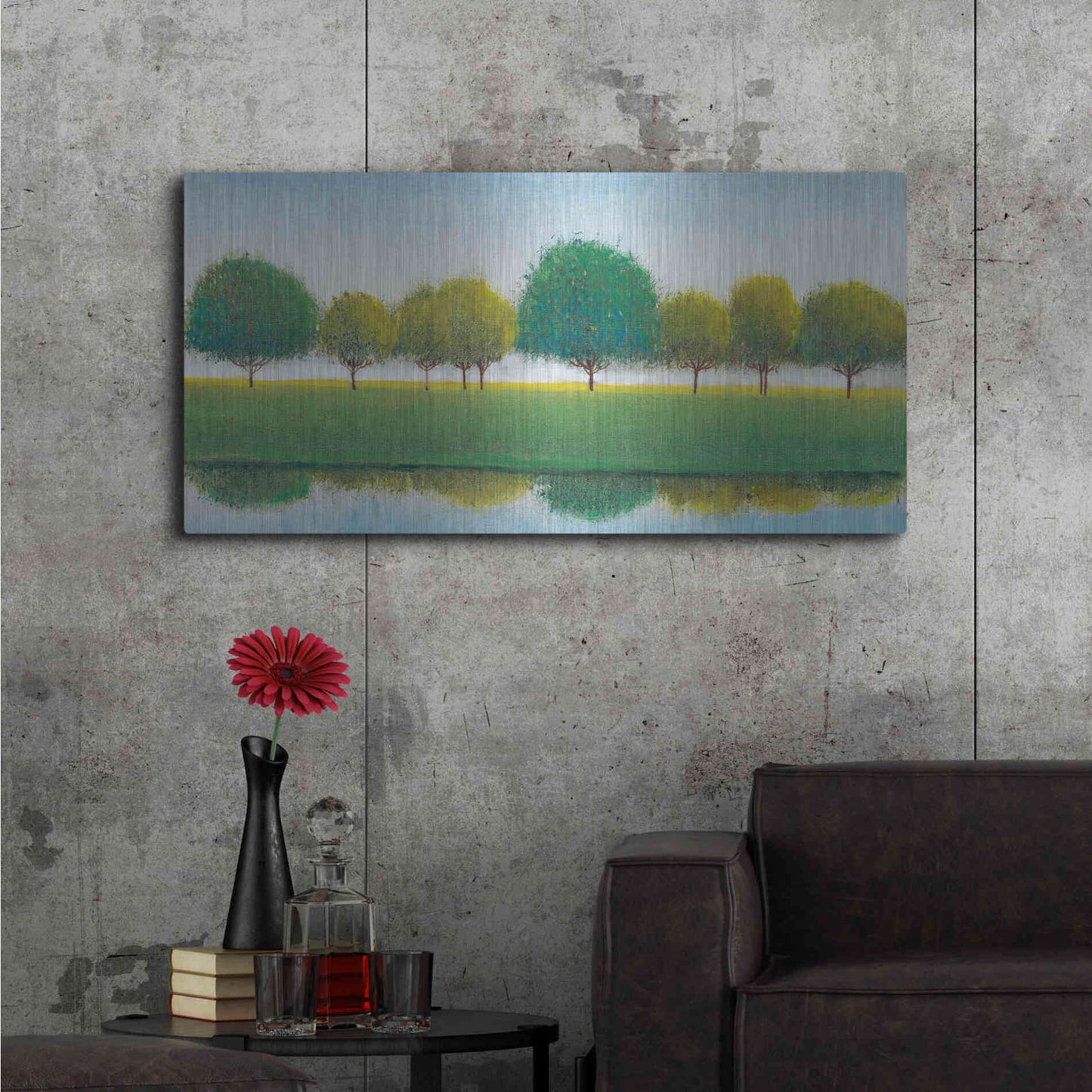 Luxe Metal Art 'Trees in a Line II' by Tim O'Toole, Metal Wall Art,48x24