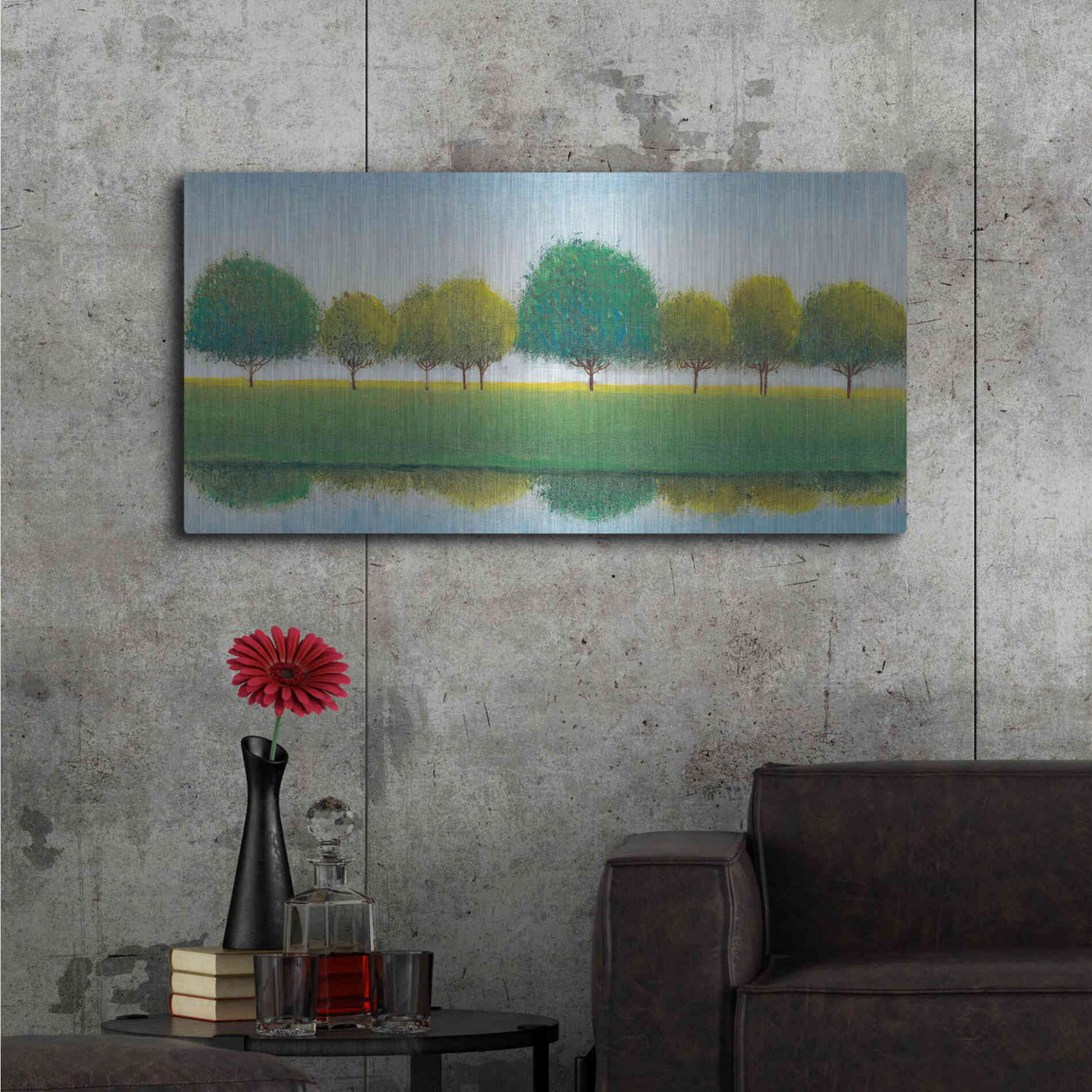 Luxe Metal Art 'Trees in a Line II' by Tim O'Toole, Metal Wall Art,48x24