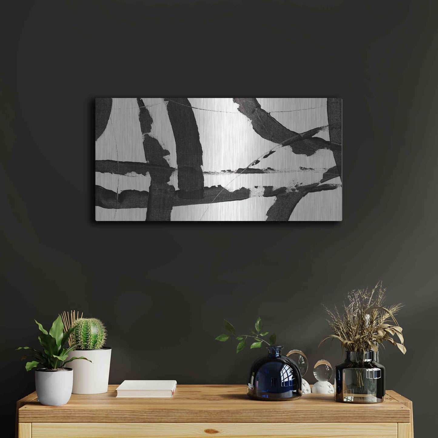 Luxe Metal Art 'Obsidian Harmony I' by Tim O'Toole, Metal Wall Art,24x12