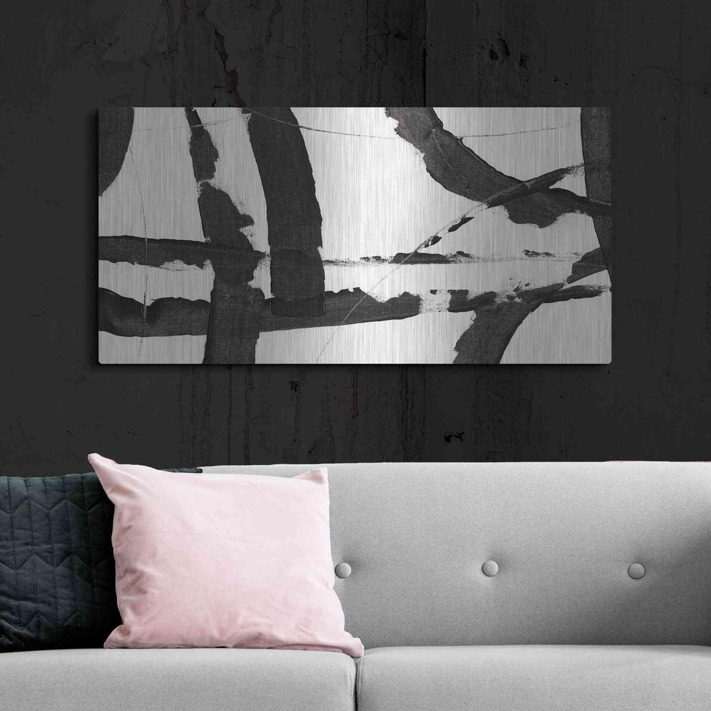 Luxe Metal Art 'Obsidian Harmony I' by Tim O'Toole, Metal Wall Art,48x24