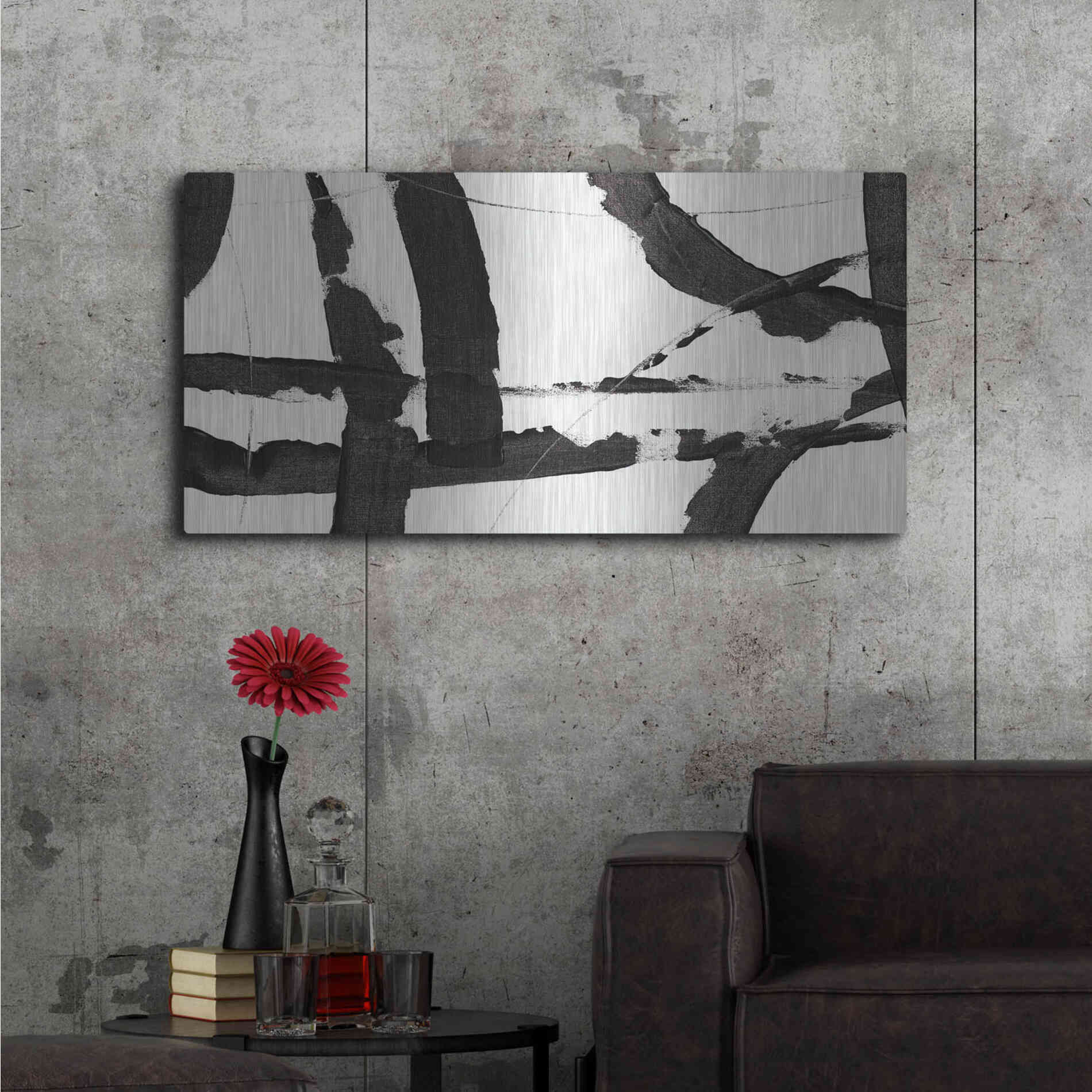 Luxe Metal Art 'Obsidian Harmony I' by Tim O'Toole, Metal Wall Art,48x24