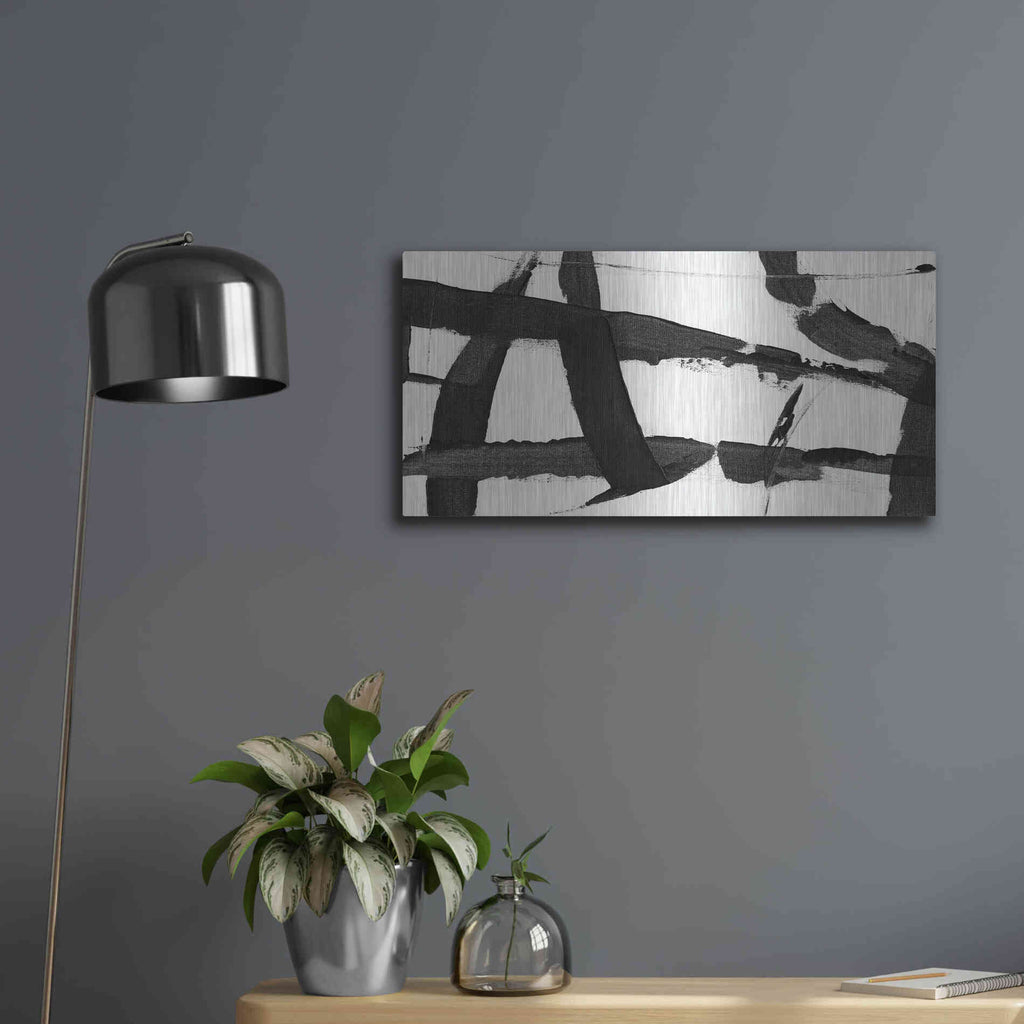 Luxe Metal Art 'Obsidian Harmony II' by Tim O'Toole, Metal Wall Art,24x12