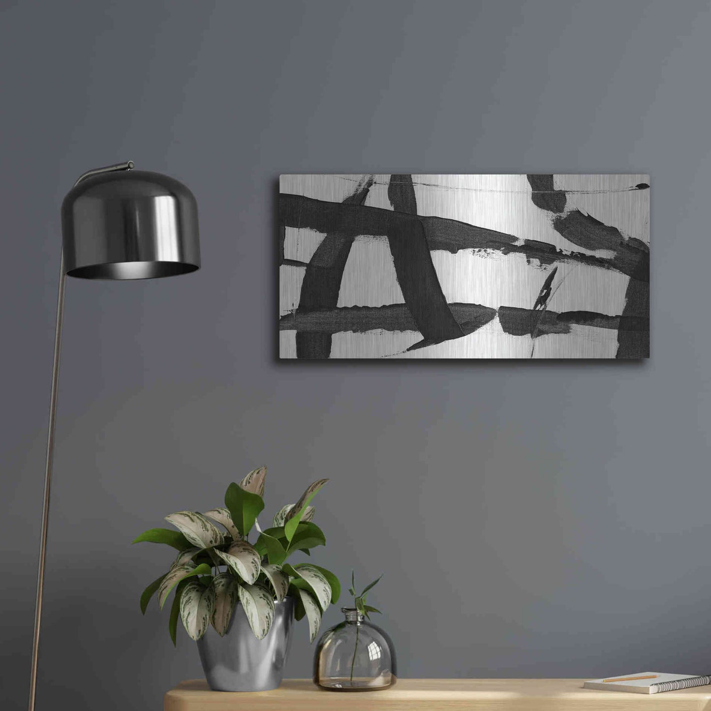 Luxe Metal Art 'Obsidian Harmony II' by Tim O'Toole, Metal Wall Art,24x12